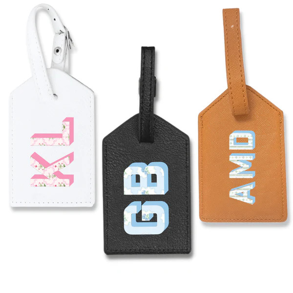 Printed Monogram Luggage Tag | Sprinkled With Pink