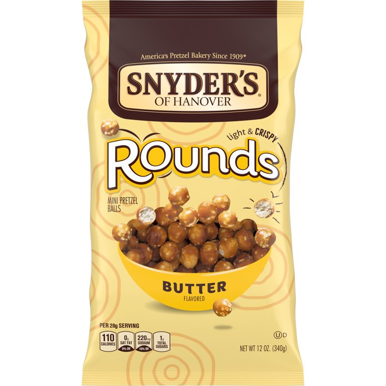 Snyder's of Hanover Pretzels, Rounds, Butter, 12 oz | Walmart (US)