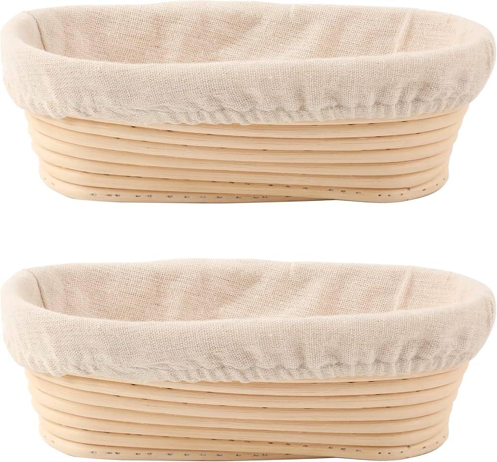 Bread Proofing Baskets Set of 2 10 inch Oval Shaped Dough Proofing Bowls w/Liners Perfect for Pro... | Amazon (US)