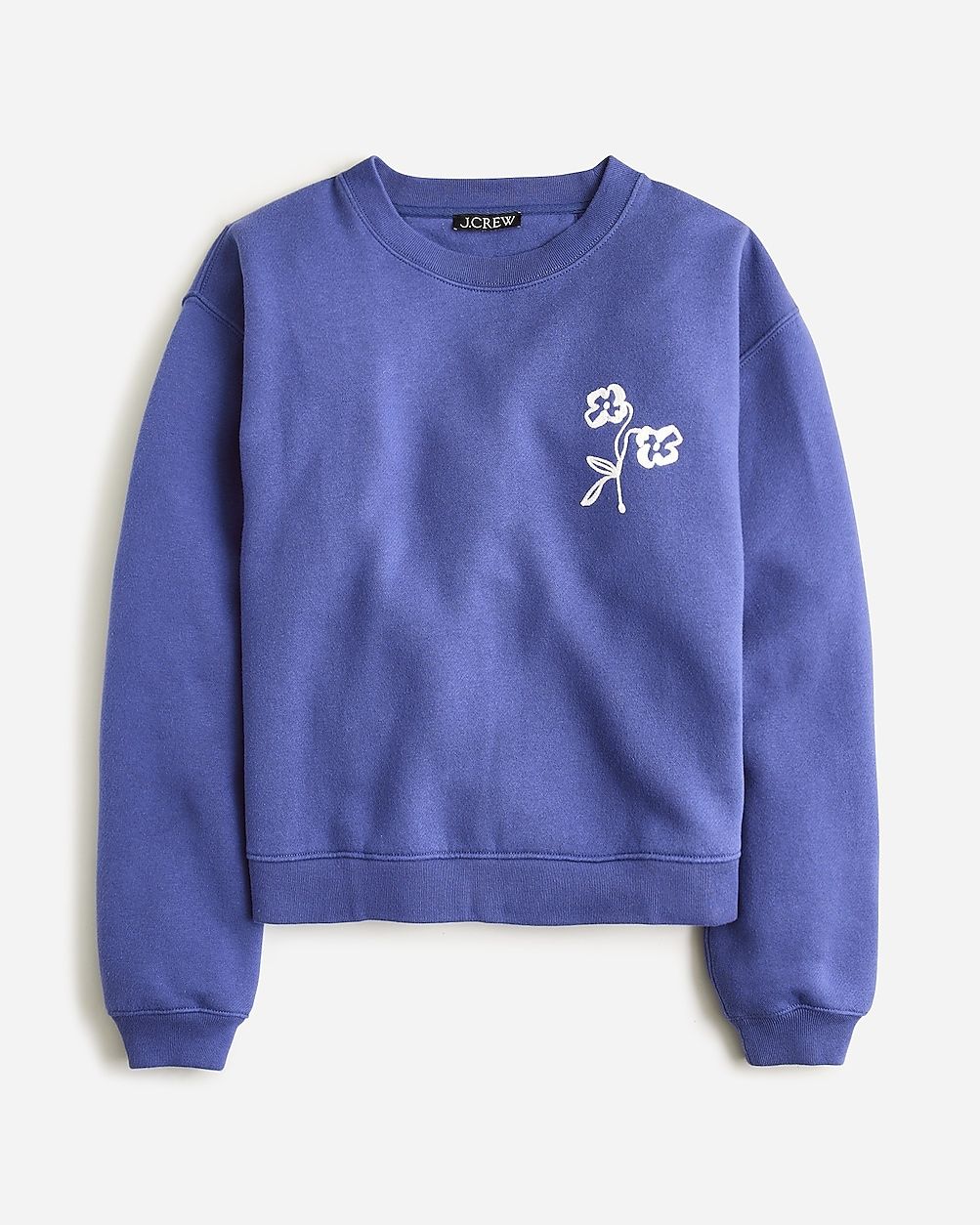 Cropped graphic sweatshirt with floral embroidery | J.Crew US
