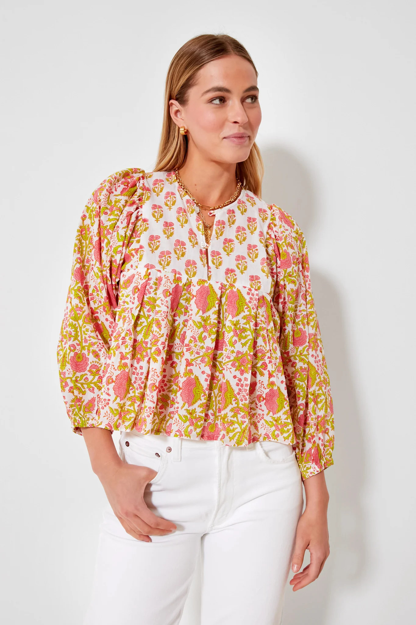 Soft Rose and Citron Padra Print Eva Top | Tuckernuck (US)