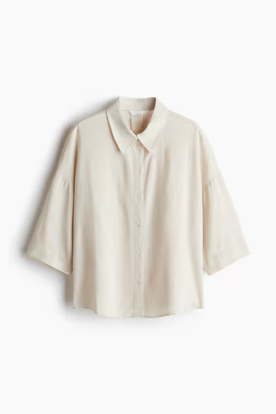 H & M - Linen-Blend Shirt - Beige | H&M (US + CA)