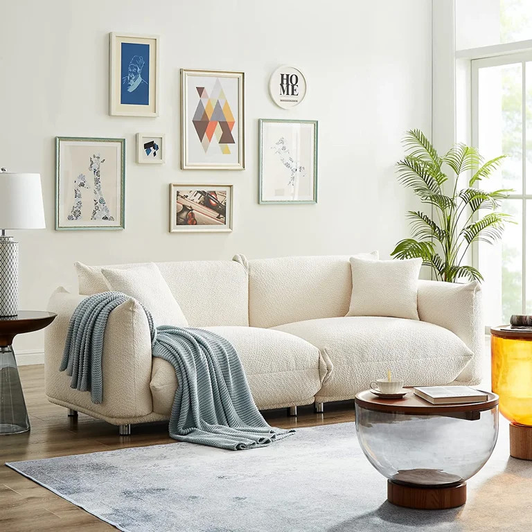 Holaki Mid Century 85" Modern Couch for Living Room,Lambswool Fabric 3 Seater Sofa ,Solid Wood Fr... | Walmart (US)