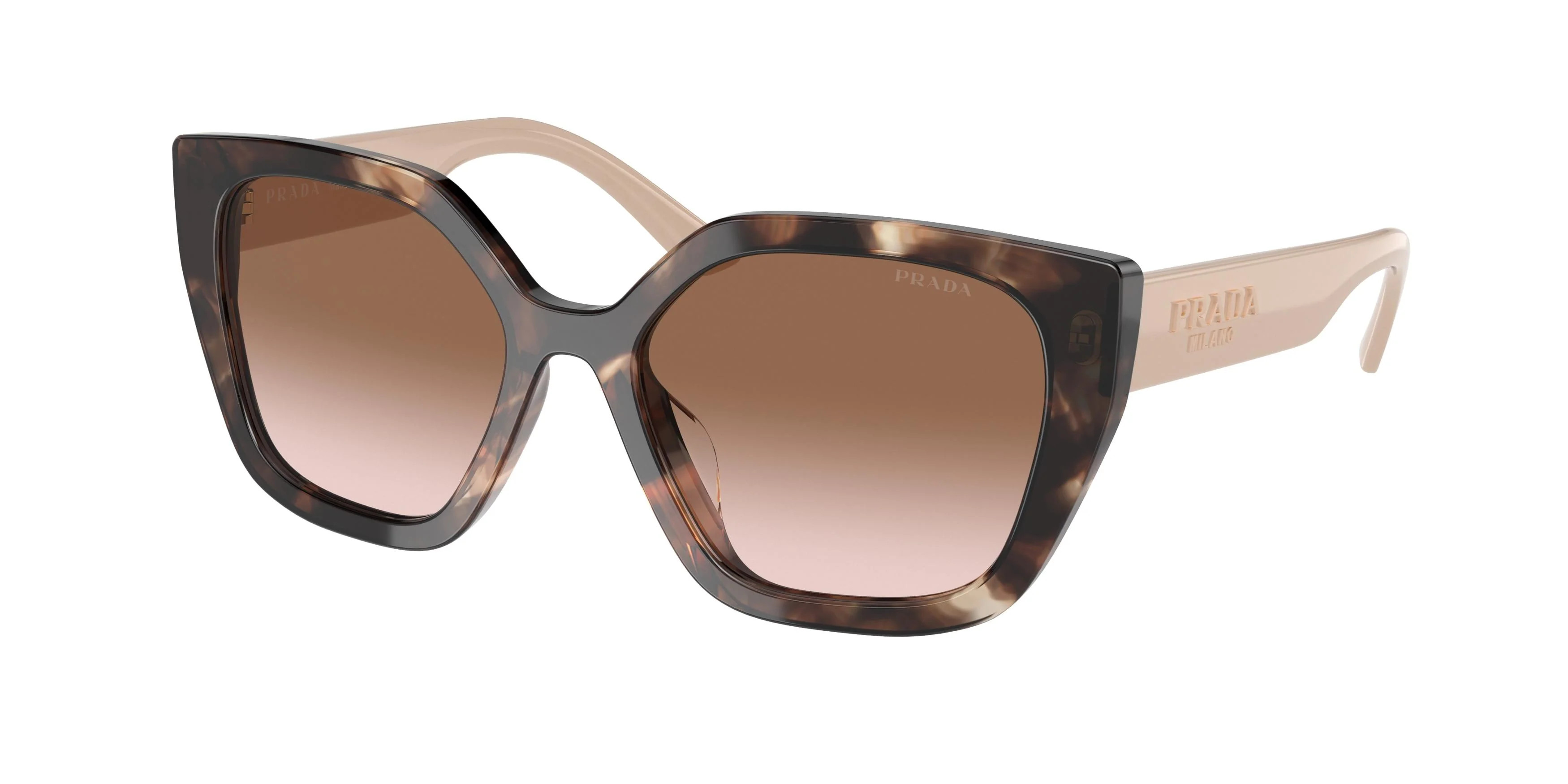 Prada 24XS Sunglasses 07R0A6 - Havana - Brown Gradient Women Rectangle | Designer Optics