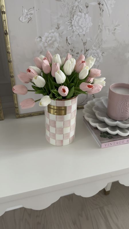 Faux tulip find from amazon! In this gorgeous Mackenzie Childs rosy check utensil holder! 💕

#LTKFindsUnder100 #LTKHome #LTKVideo