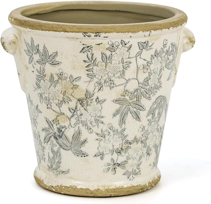 Dosayes Vintage Ceramic Flower Pot with Drainage Holes and Handle,Ice Crack Country Rustic Plante... | Amazon (US)