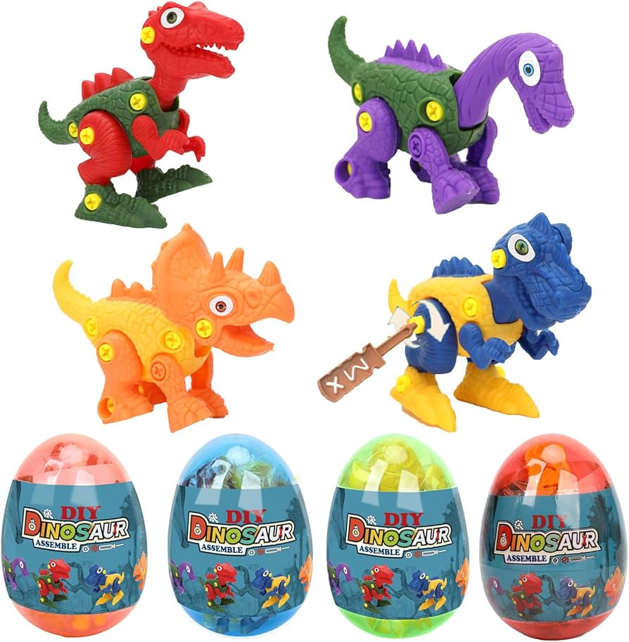 4 Pack Dinosaur Eggs with Take Apart Dinosaur Toys Inside for Kids Boys Girls Christmas Stocking ... | Amazon (US)