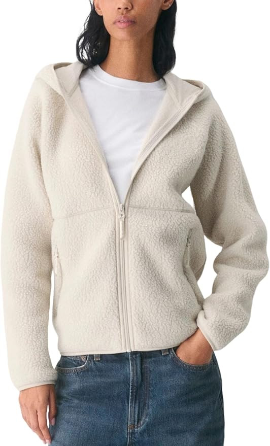 Dqbeng Womens Fleece Zip Up Hoodies Fuzzy Hooded Sherpa Jacket Coat Outerwear with Pockets | Amazon (US)
