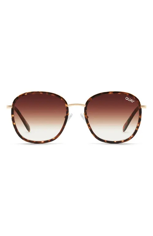 Quay Australia Jezabell Inlay 51mm Round Sunglasses in Tortoise /Brown Fade at Nordstrom | Nordstrom