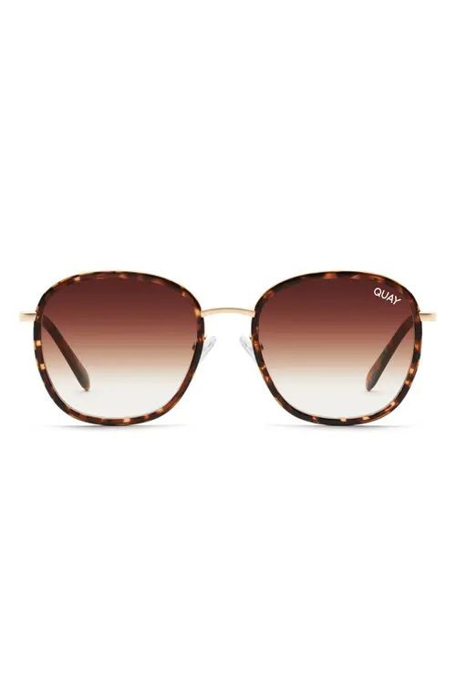 Quay Australia Jezabell Inlay 51mm Round Sunglasses in Tortoise /Brown Fade at Nordstrom | Nordstrom