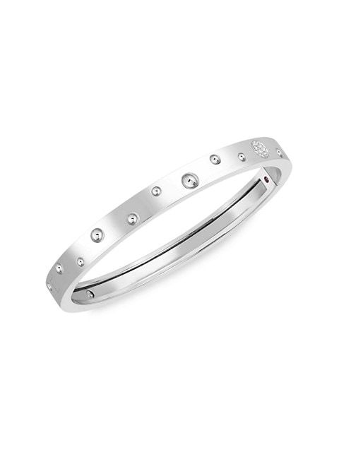 Pois Moi Luna 18K White Gold & Diamond Hinged Bangle Bracelet | Saks Fifth Avenue