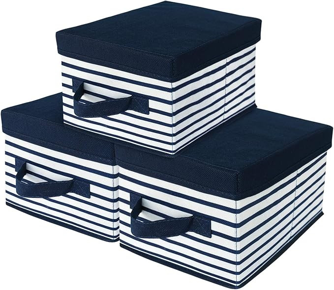 Storage Bins for Closet with Lids and Handles by ERYKA. Fabric Storage Basket Containers, Rectang... | Amazon (US)