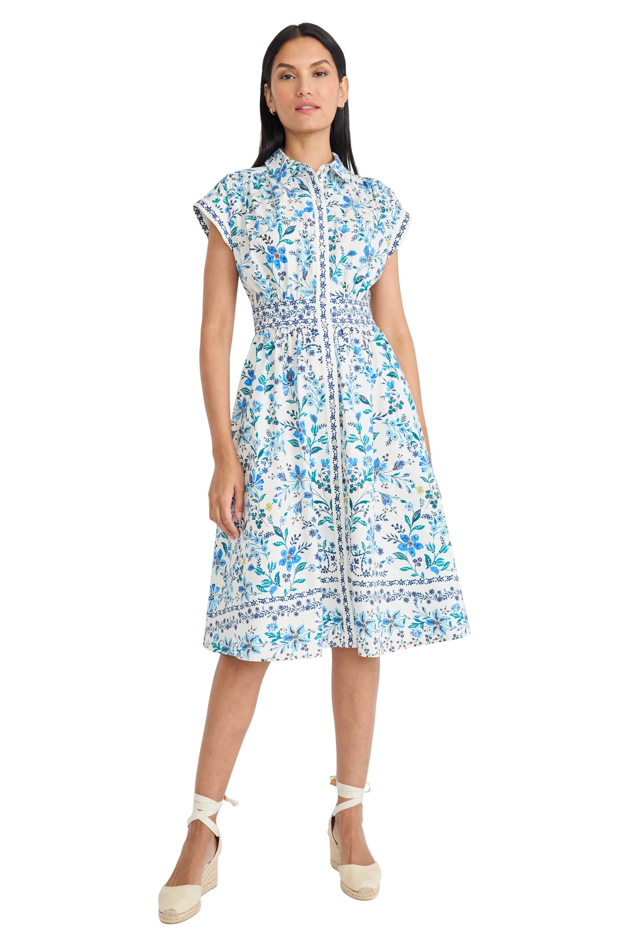 Sirena Collared Neck Button Detail Midi Fit and Flare | Maggy London | Maggy London