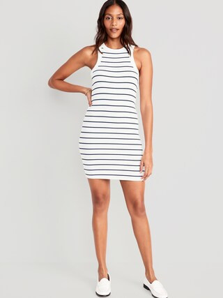 Fitted Striped Sleeveless Rib-Knit Mini Dress for Women | Old Navy (US)