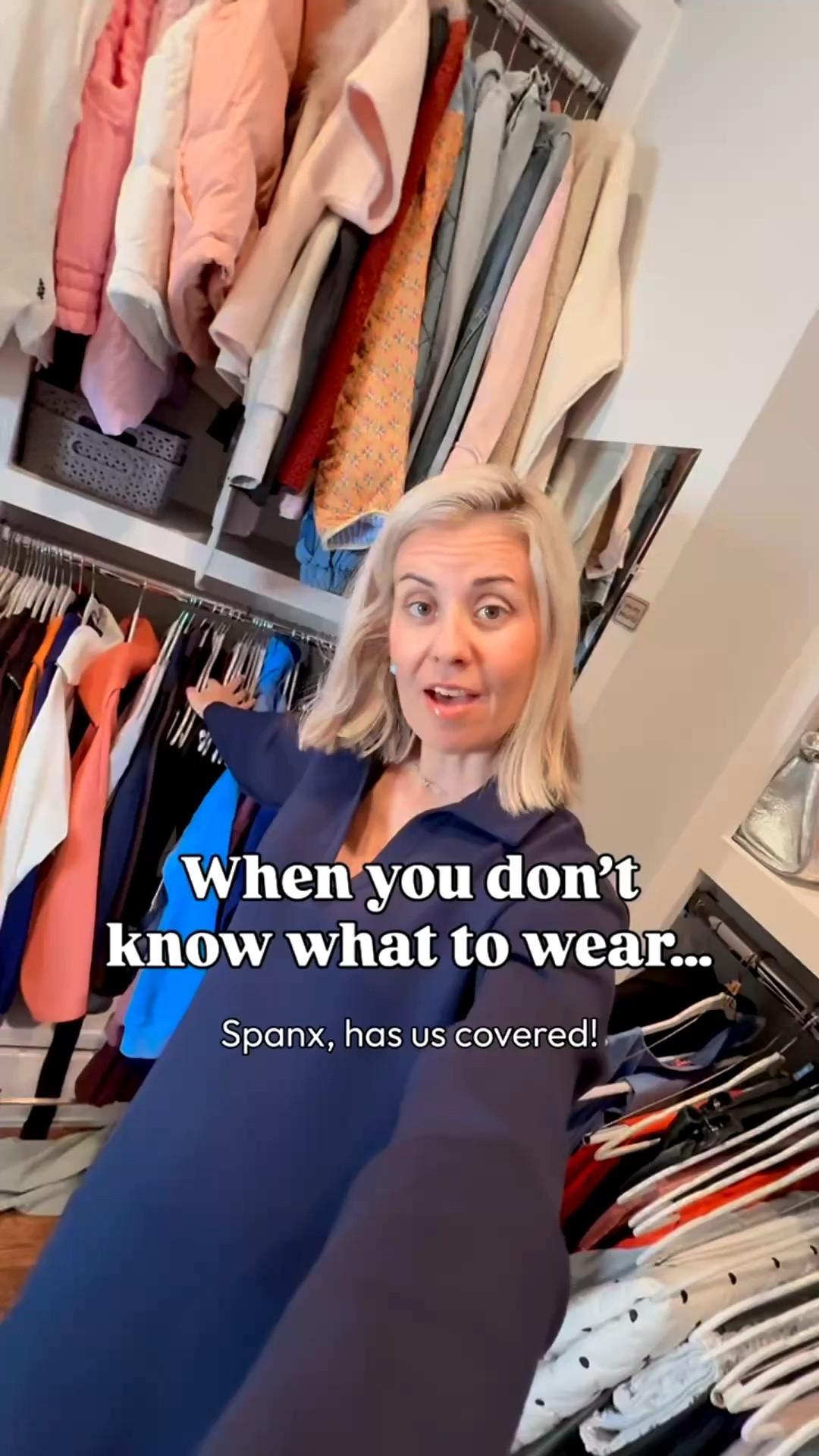 When you don’t know what to wear… Spanx has us covered! 

Tops- xs
Pants - petite small 
Leggings - 7/8 small
Maxi Dress - small 
Colorblock Jumpsuit - small
Draped Jumpsuit - small petite 
Swim Top - small
Swim Bottom - medium 
Beach Shirt & Shorts - small
One Piece - small
Beach Dress - small 


Use code CatherineXSpanx to save 15% + free shipping on your 1st order 
