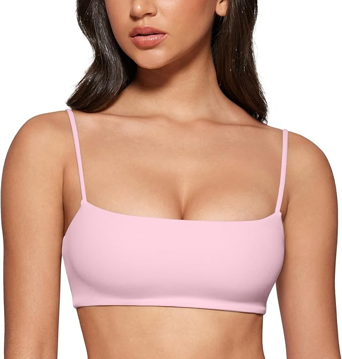 Women's Square Neck Sports Bra Spaghetti Strap Padded Cami Yoga Wireless Square Back Workout Bra ... | Amazon (US)