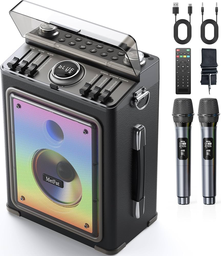 Karaoke Machine, Portable Bluetooth 5.3 Speaker with 2 Wireless Mics, Party Bluetooth Speakers Wi... | Amazon (US)