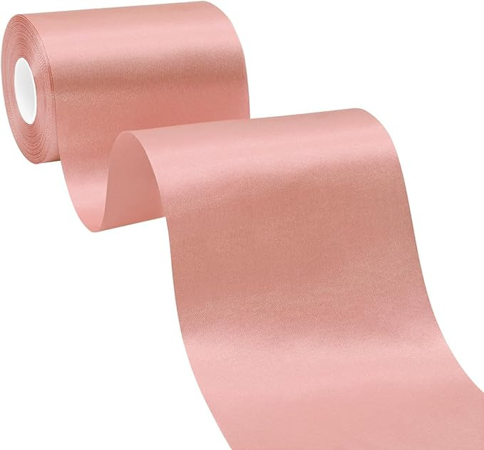 BVIEAKD Wide Dusty Pink Satin Ribbon 4 Inch x 25 Yards Solid Fabric Ribbon for Cutting Ceremony k... | Amazon (US)