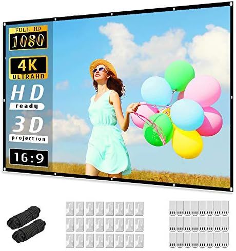 Projector Screen 120 inch, Taotique 4K Movie Projector Screen 16:9 HD Foldable and Portable Anti-... | Amazon (US)