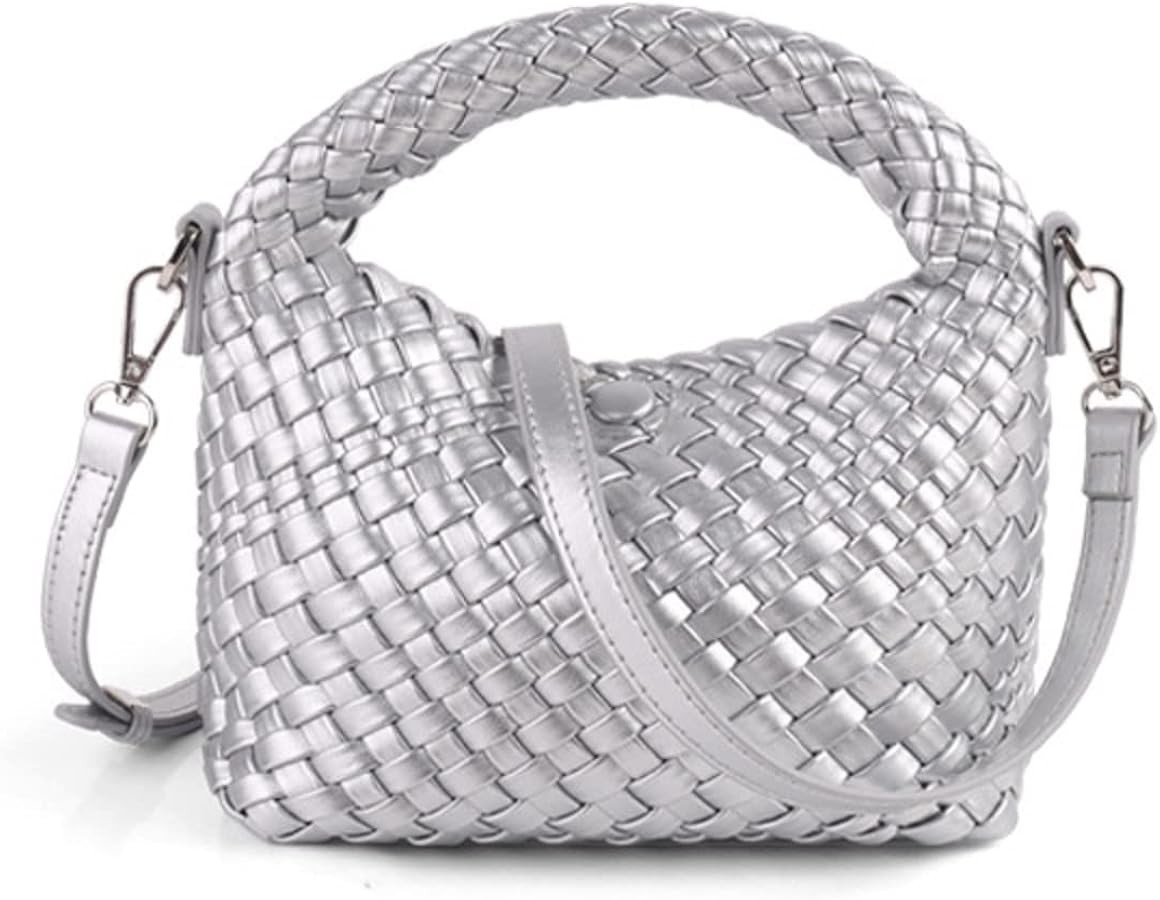 Women Woven Tote Small Crossbody Bag, Weave Quilted Purse Square Shoulder Bag Woven Handbag with ... | Amazon (US)