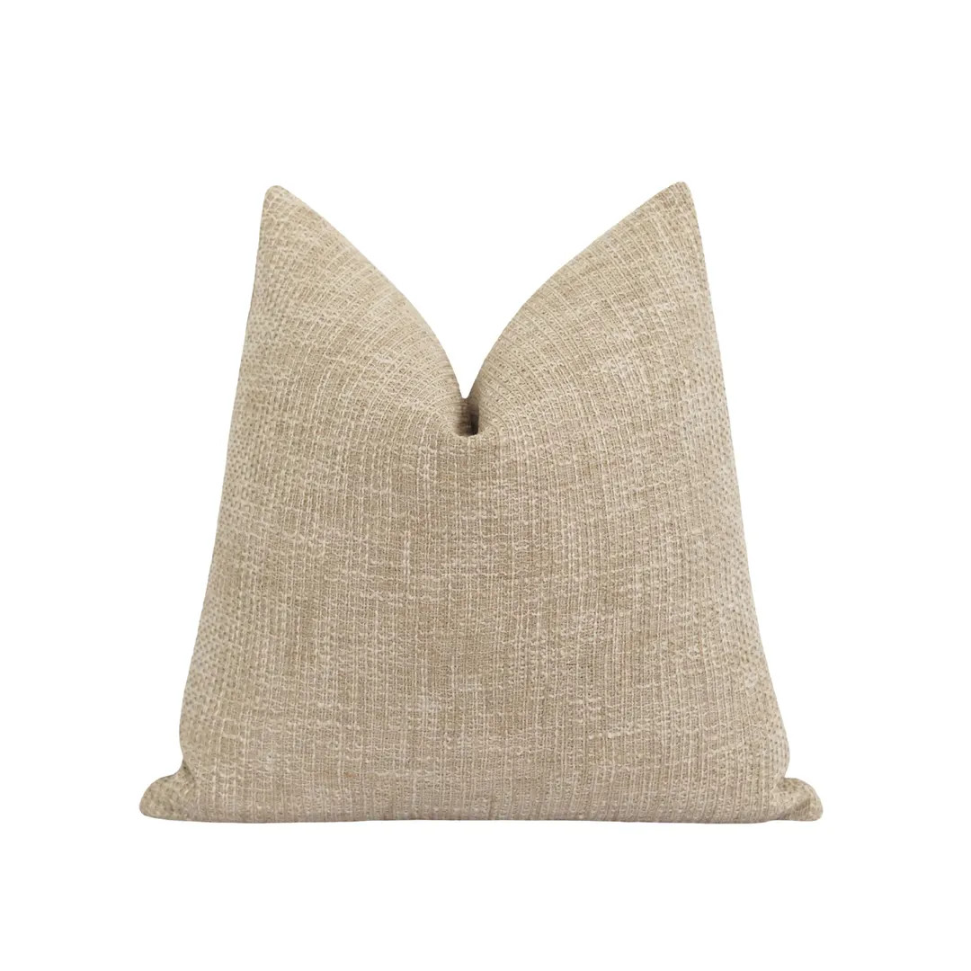 Textured Neutral Flax Pillow Cover • Organic Woven Throw Pillow • Earthy Tone Accent for Sofa... | Etsy (US)