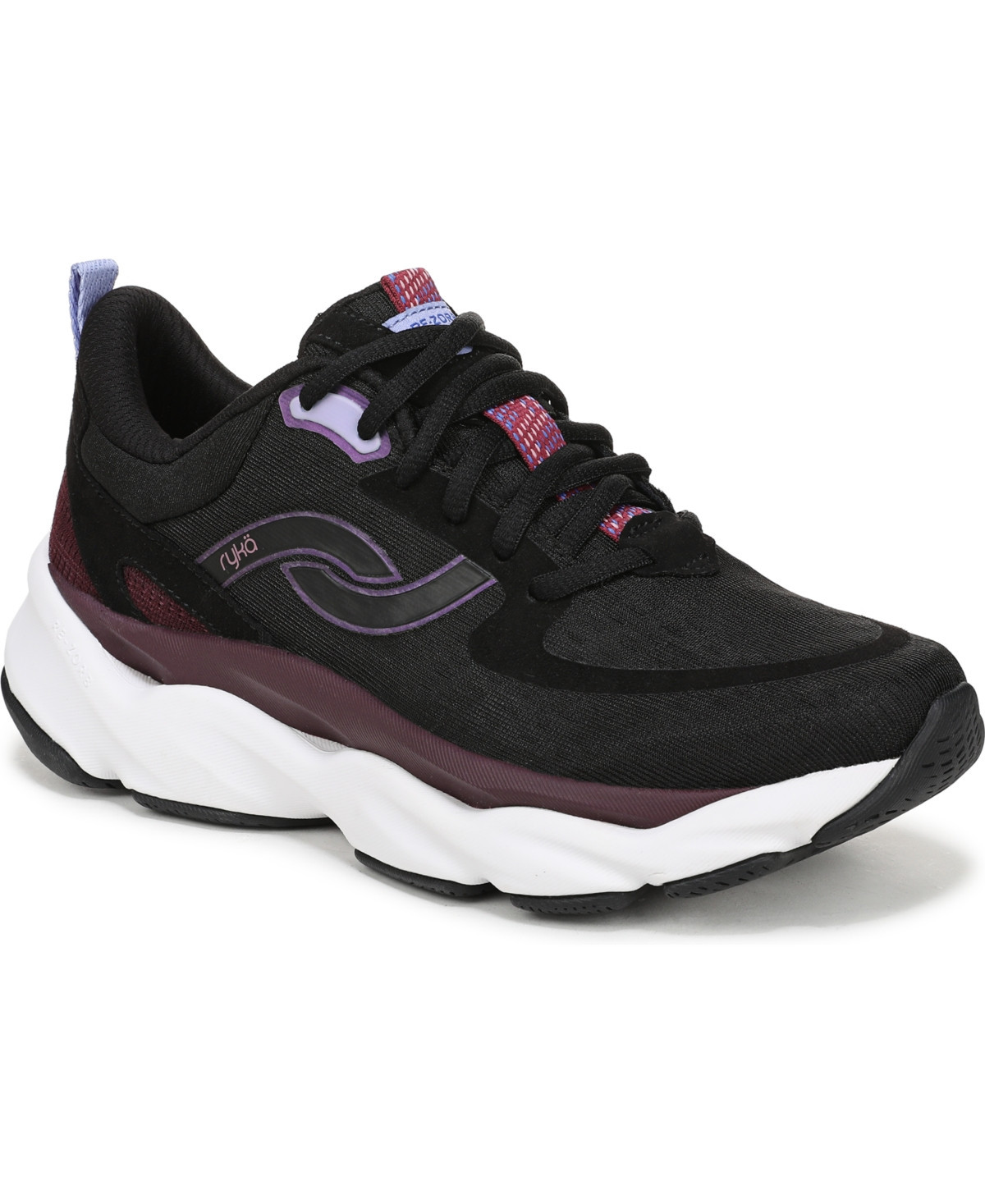 Ryka Women's Rezorb Max Lace Up Walking Sneakers - Black Mesh | Macy's