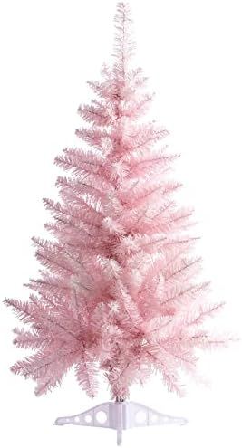 Mini Christmas Tree 3 FT Artificial Desktop Xmas Tree for Holiday Decor 150 Branch Tips, Pink | Amazon (US)