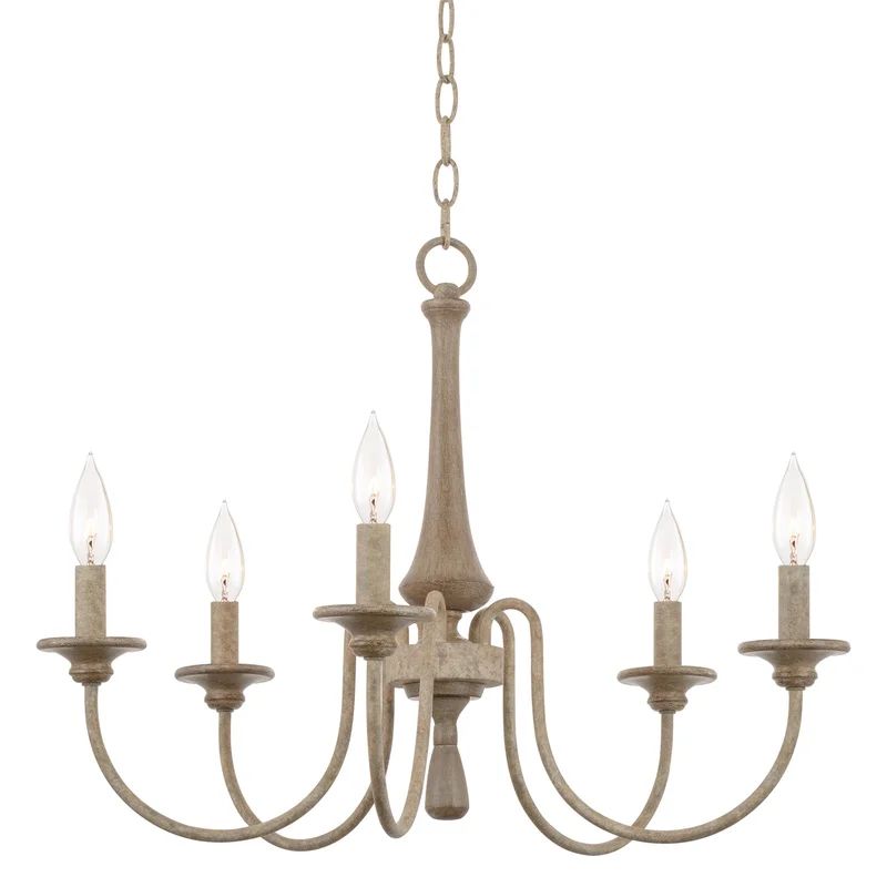 Ethbun 24 5-Light French Country Chandelier, Adjustable Height, Smoked Cedar Style Wood Finish | Wayfair North America