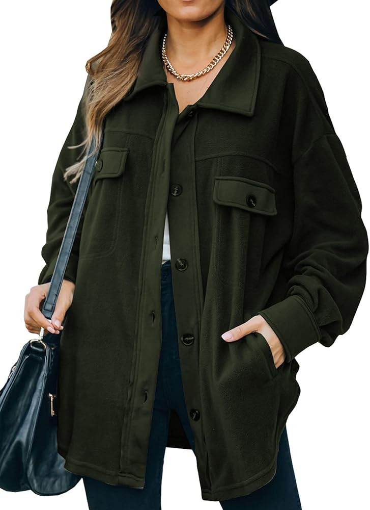 Astylish Womens Casual Coat Long Sleeve Shacket Shirt Jacket with Pockets | Amazon (US)