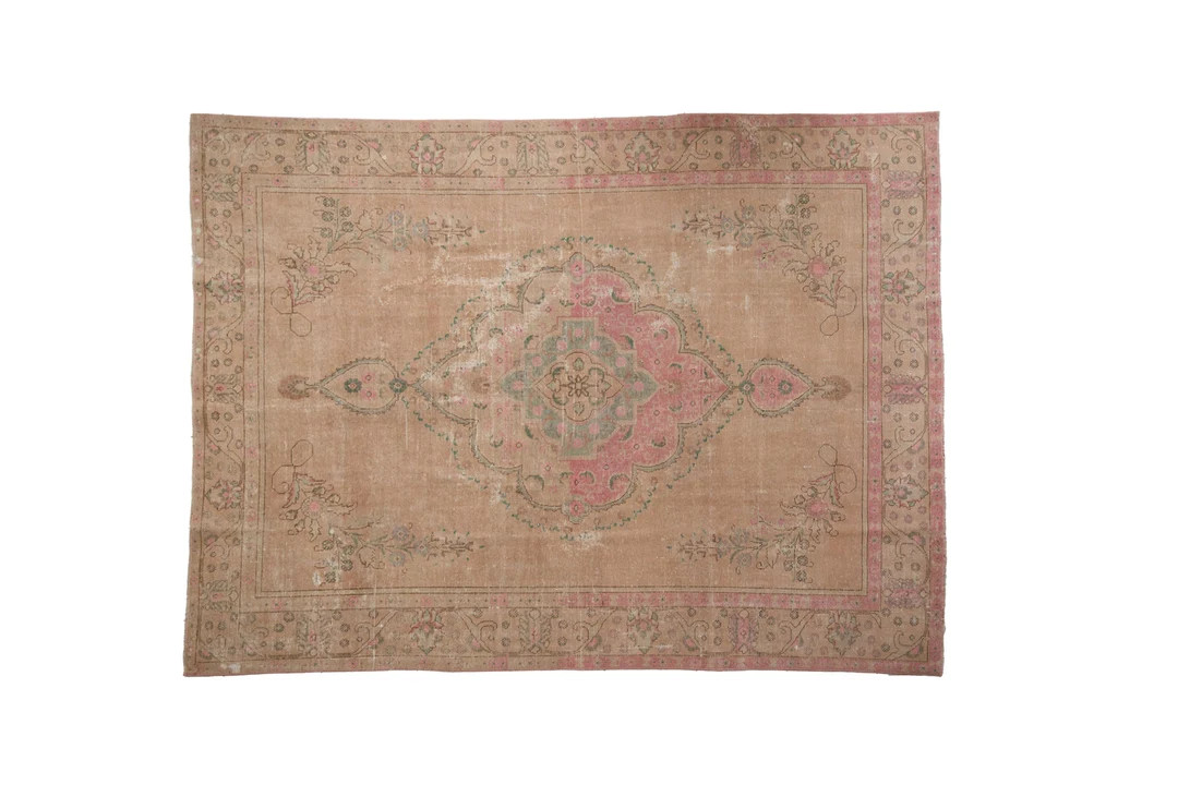 Organic Wool Rug, Muted Pink Rug, Oversize Area Rug, Vintage Turkish Rug, Floral Rug, 9.7x12.1 Ft... | Etsy (UK)