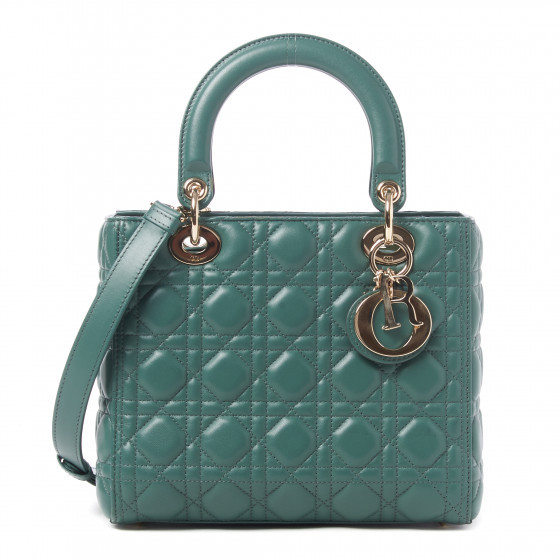 CHRISTIAN DIOR Lambskin Cannage Medium Lady Dior Orage | Fashionphile