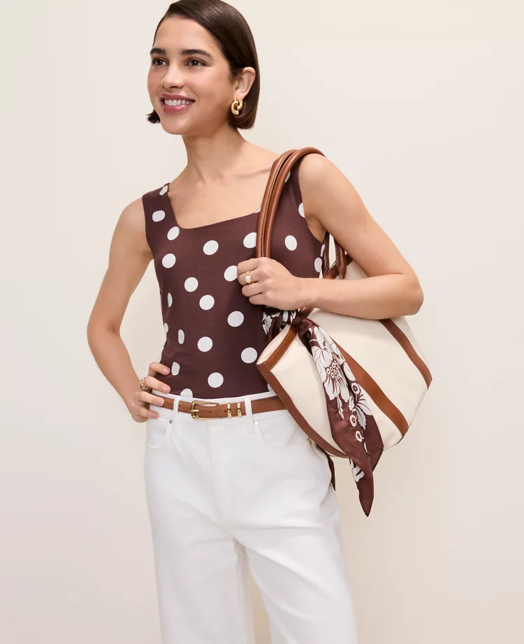 Polka Dot Square Neck Tank Top | Ann Taylor