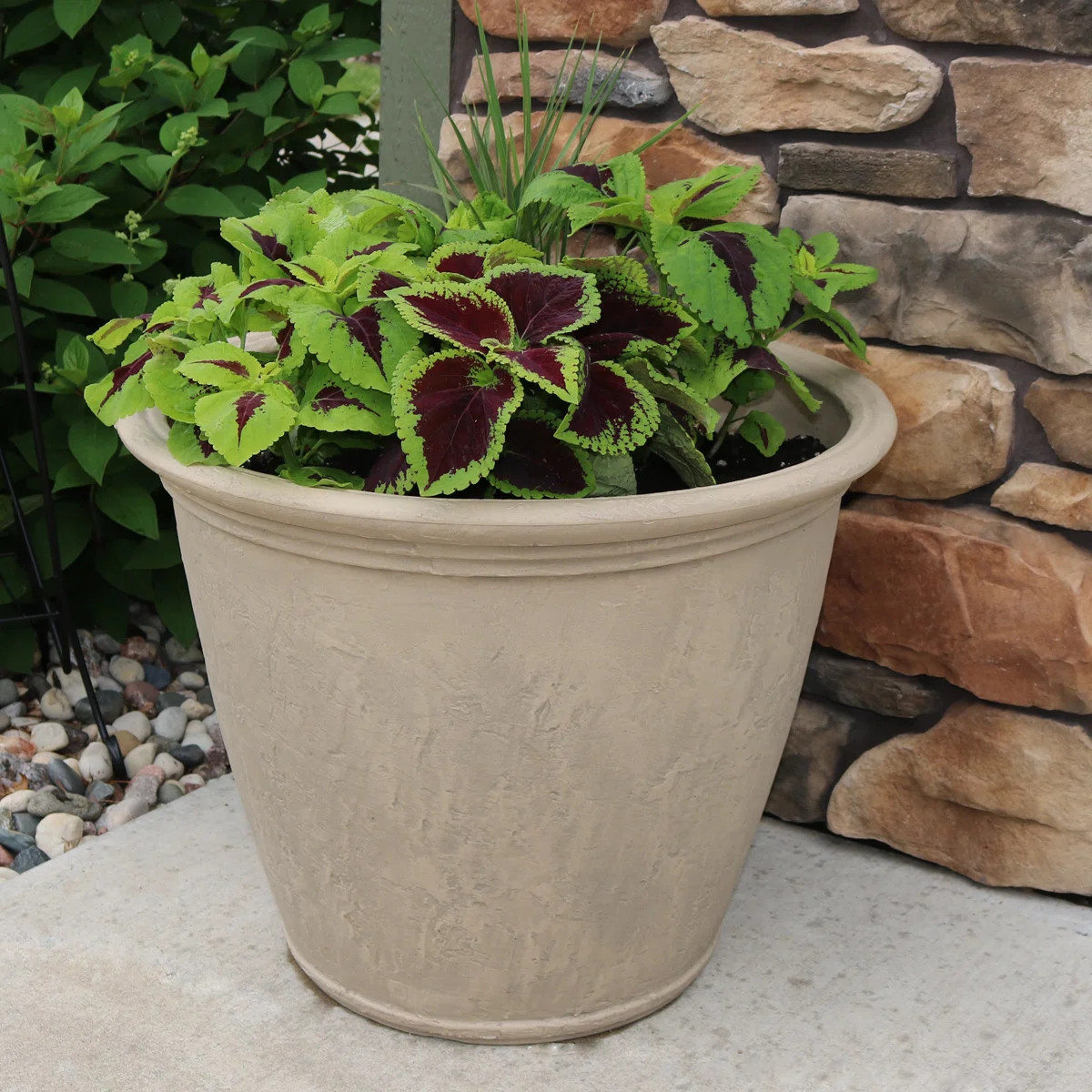 Blough 24" x 24" x 20" Round Polyresin Outdoor Planter Pot - Beige | Wayfair North America