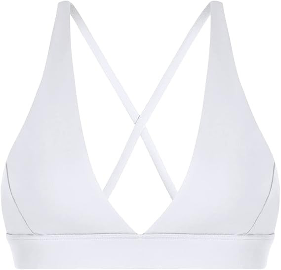 INIBUD Sports Bra for Women Push Up Strappy Workout Top Padded Deep V-Neck Triangle Bralettes wit... | Amazon (US)