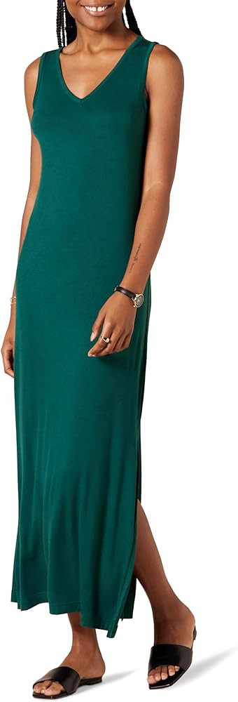 Amazon Essentials Women's Jersey V-Neck Tank Maxi Length Dress | Amazon (US)
