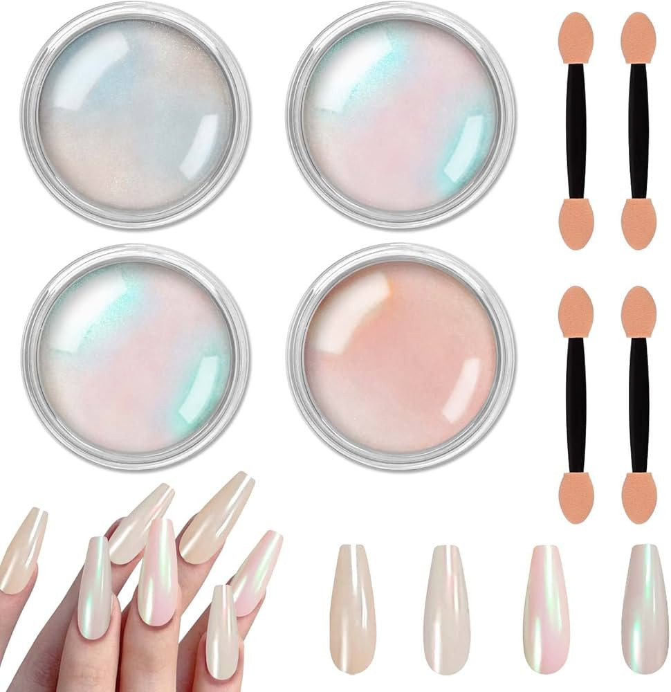 Allstarry Chrome Nail Powder Metallic Mirror Effect Pigment Chrome Iridescent Aurora Nail Glitter... | Amazon (US)