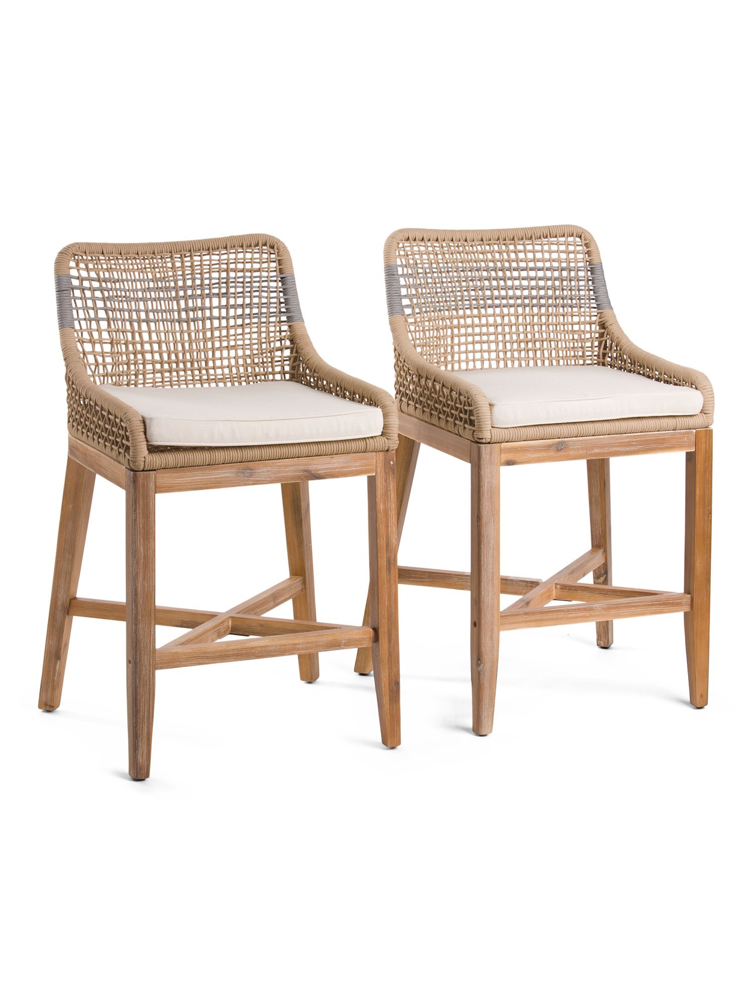 Set Of 2 Striped Rope Counter Stools | TJ Maxx