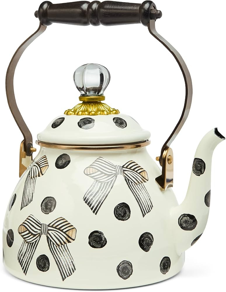 MACKENZIE-CHILDS 2-Quart Enamel Tea Kettle, Cute Tea Kettle for Stovetop, Pretty as a Bow | Amazon (US)