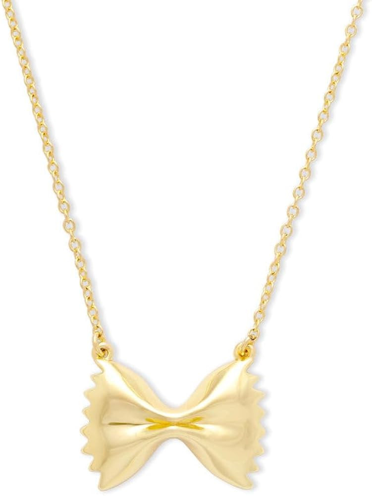 Wanderlust + Co Bow Tie Pasta Necklace 14K Gold/Rhodium Plated Jewelry Hypoallergenic Shower-safe | Amazon (US)