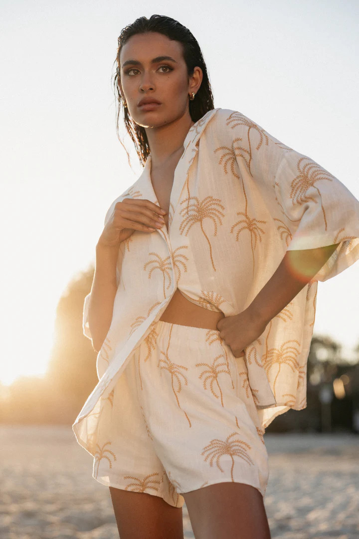 Amira Short Sleeve Shirt - Palm Print | Petal & Pup (US)