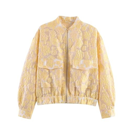 Chevara Women\u2019s Sheer Floral Lace Bomber Jacket Long Sleeve Zip Up See Through Cardigan Outw... | Amazon (US)