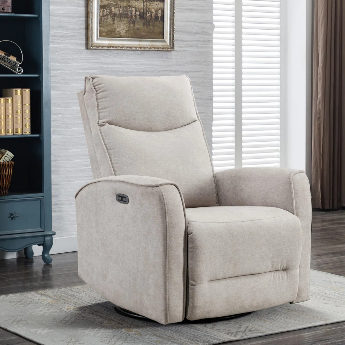 Dickie 29.1'' Wide Modern and Soft Touch Fabric Swivel and Glider Power Recliner Chair with USB P... | Wayfair North America