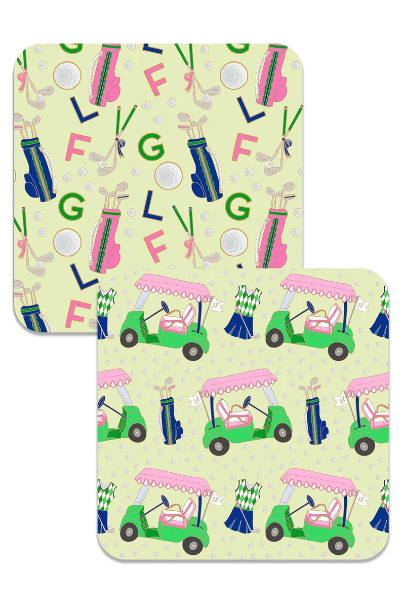 Preppy Golf Double-Sided Thick Paper Coasters (Set of 8) | CANVAS