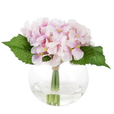 Hydrangea Artificial Floral Arrangement with Vase and Faux Water- Fake Flowers for Home Decor, We... | Walmart (US)