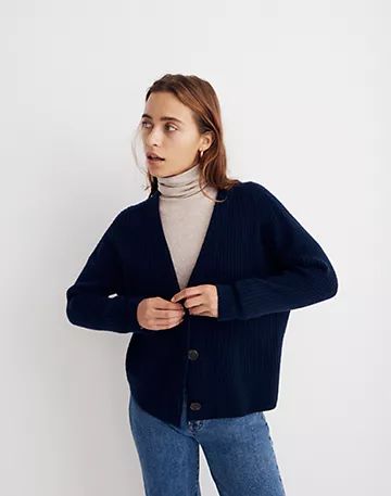 Cameron Ribbed Cardigan Sweater in Coziest Yarn | Madewell
