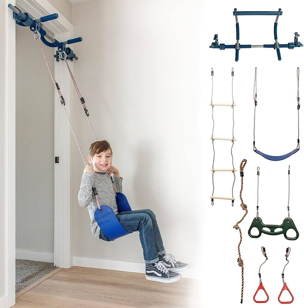 Gym1 6-Piece Doorway Gym for Kids, Includes Door Sensory Swing, Indoor Pull-Up Bar for Adults, Ri... | Amazon (US)