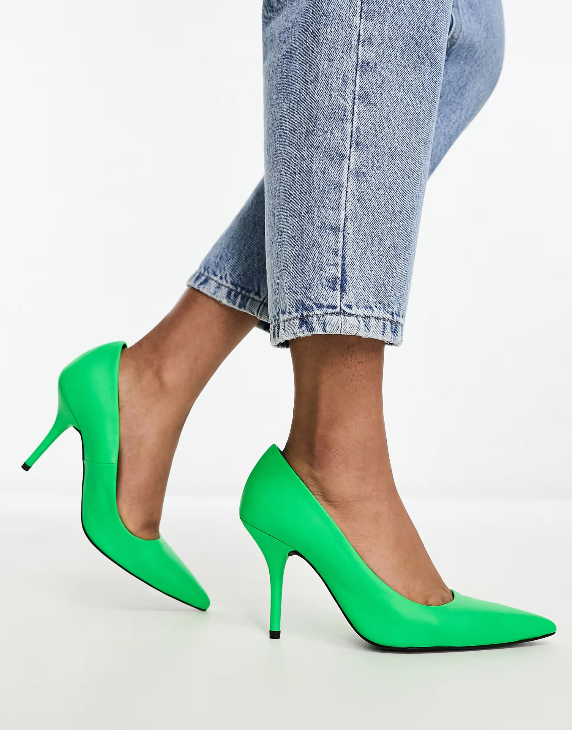 ASOS DESIGN Patience premium leather pumps in green | ASOS (Global)