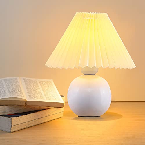 Zenply Korean Pleated Ceramic Table Lamp, Small, Beige, Vintage | Amazon (US)