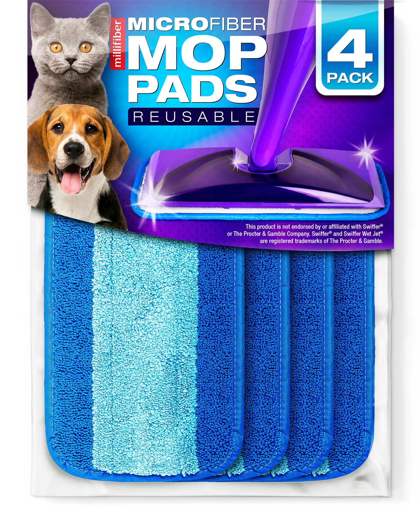 Reusable Mop Pads Compatible with Swiffer WetJet (4 Pack) - Microfiber Mop Refill for Wet Mopping... | Amazon (US)