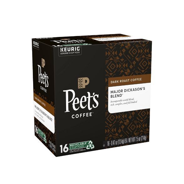 Peet's Coffee Major Dickason's Blend Dark Roast Coffee - Keurig K-Cup Pods - 16ct | Target